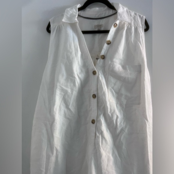 Anthropologie XL Pilcro Sleeveless V-Neck Linen Flounce Mini Dress - Picture 7 of 7